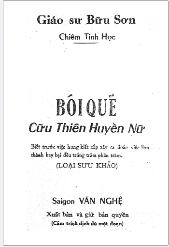Bói quẻ Cửu Thiên Huyền Nữ