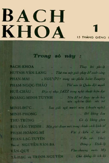 Bán nguyệt san Bách Khoa số 01 (15/01/1957)