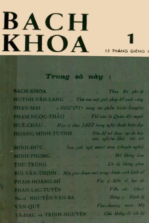 Bán nguyệt san Bách Khoa số 01 (15/01/1957)
