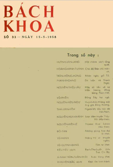 Bán nguyệt san Bách Khoa số 33 (15/05/1958)