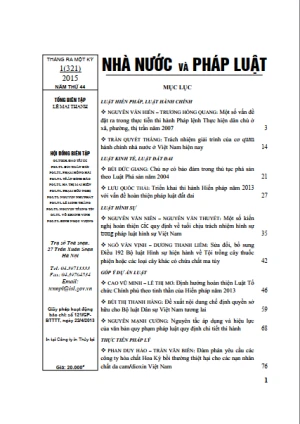 Tạp chí Nhà nước và pháp luật số 1 năm 2015