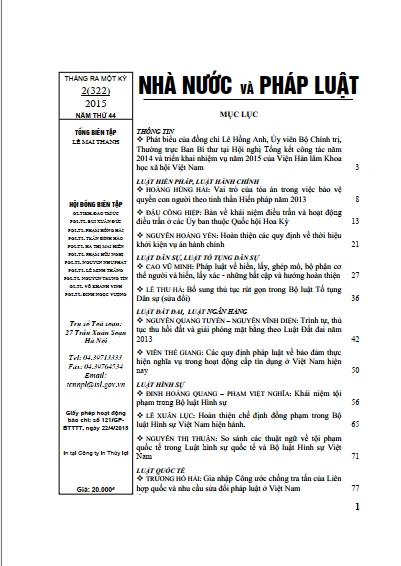 Tạp chí Nhà nước và pháp luật số 2 năm 2015