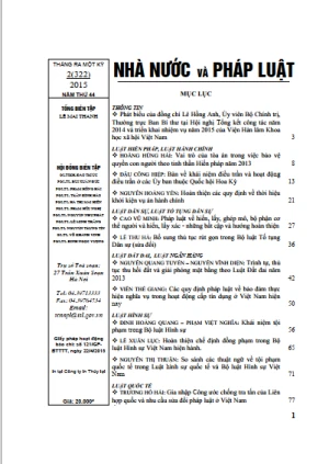 Tạp chí Nhà nước và pháp luật số 2 năm 2015