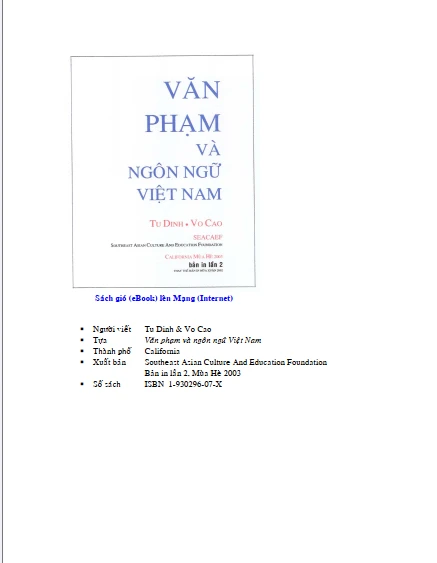Văn phạm và ngôn ngữ Việt Nam