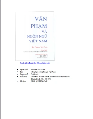 Văn phạm và ngôn ngữ Việt Nam
