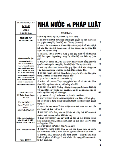 Tạp chí Nhà nước và pháp luật số 4 năm 2015