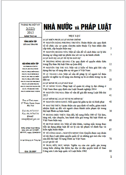 Tạp chí Nhà nước và pháp luật số 5 năm 2015