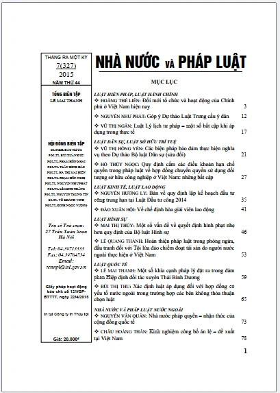 Tạp chí Nhà nước và pháp luật số 7 năm 2015