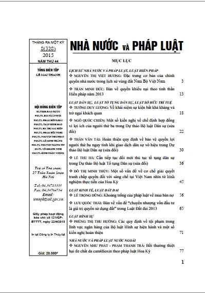 Tạp chí Nhà nước và pháp luật số 8 năm 2015