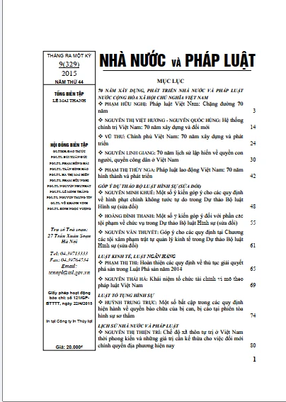 Tạp chí Nhà nước và pháp luật số 9 năm 2015