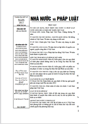 Tạp chí Nhà nước và pháp luật số 9 năm 2015