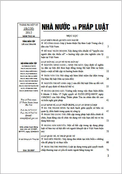 Tạp chí Nhà nước và pháp luật số 10 năm 2015