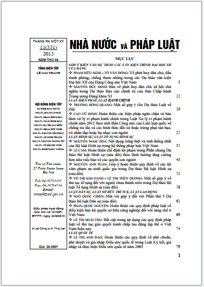 Tạp chí Nhà nước và pháp luật số 11 năm 2015