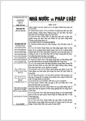Tạp chí Nhà nước và pháp luật số 11 năm 2015
