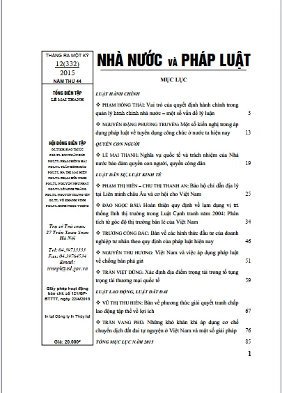 Tạp chí Nhà nước và pháp luật số 12 năm 2015