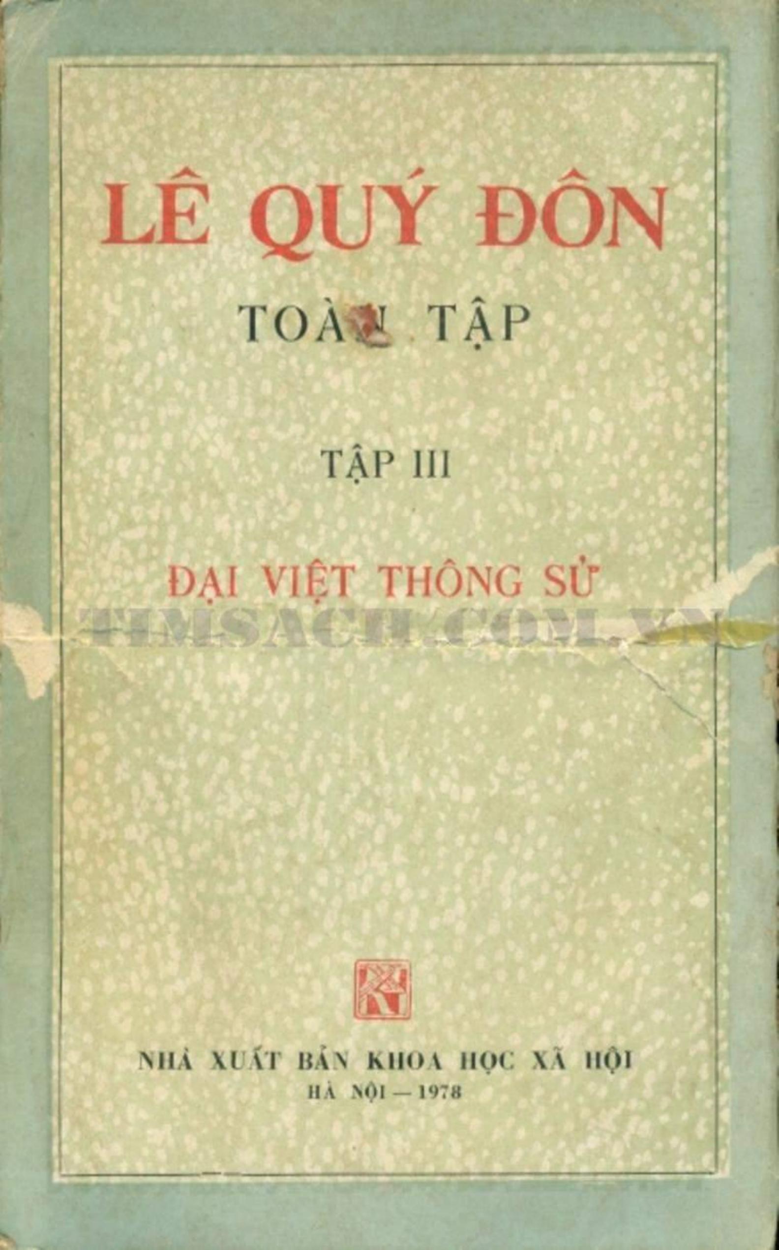 Lê Quý Đôn toàn tập Tập 3 Đại Việt thông sử