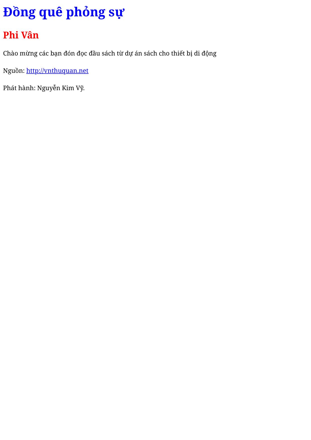 Ðồng quê phỏng sự