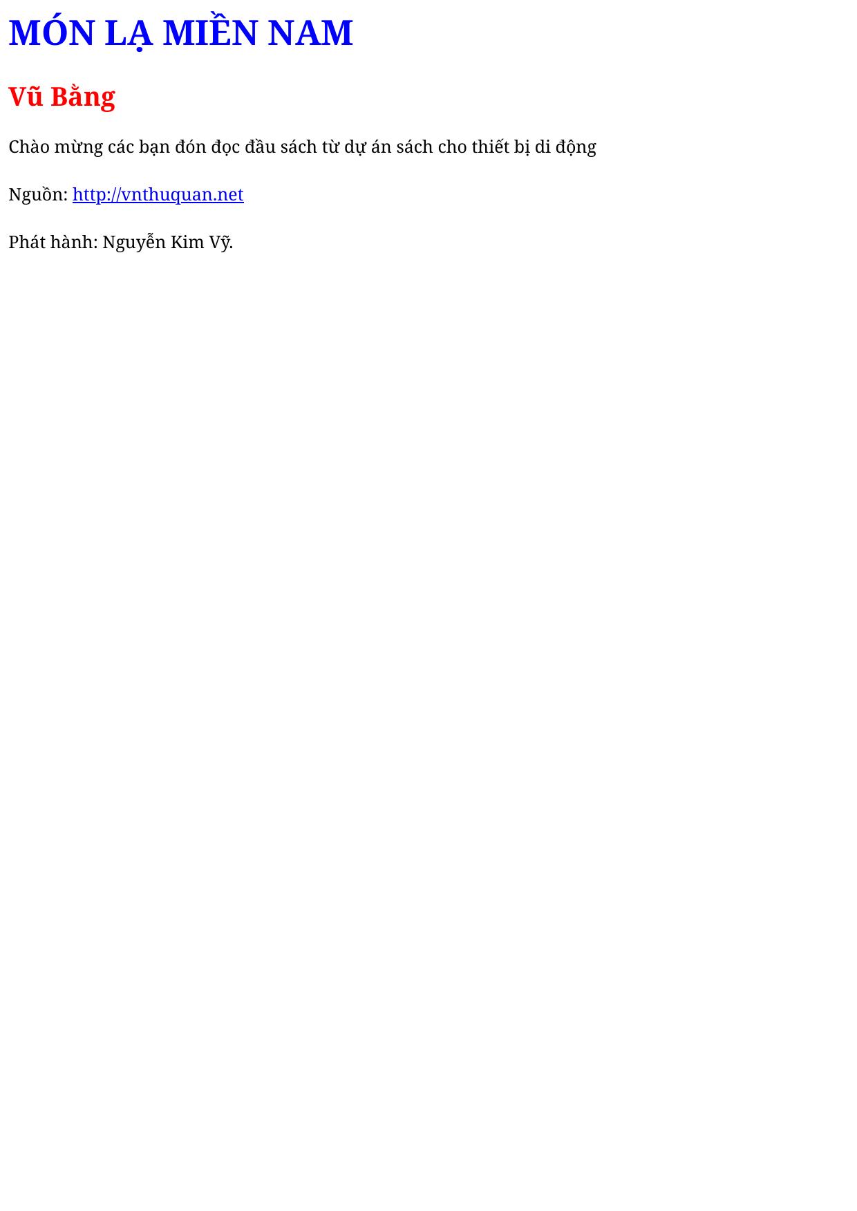 MÓN LẠ MIỀN NAM