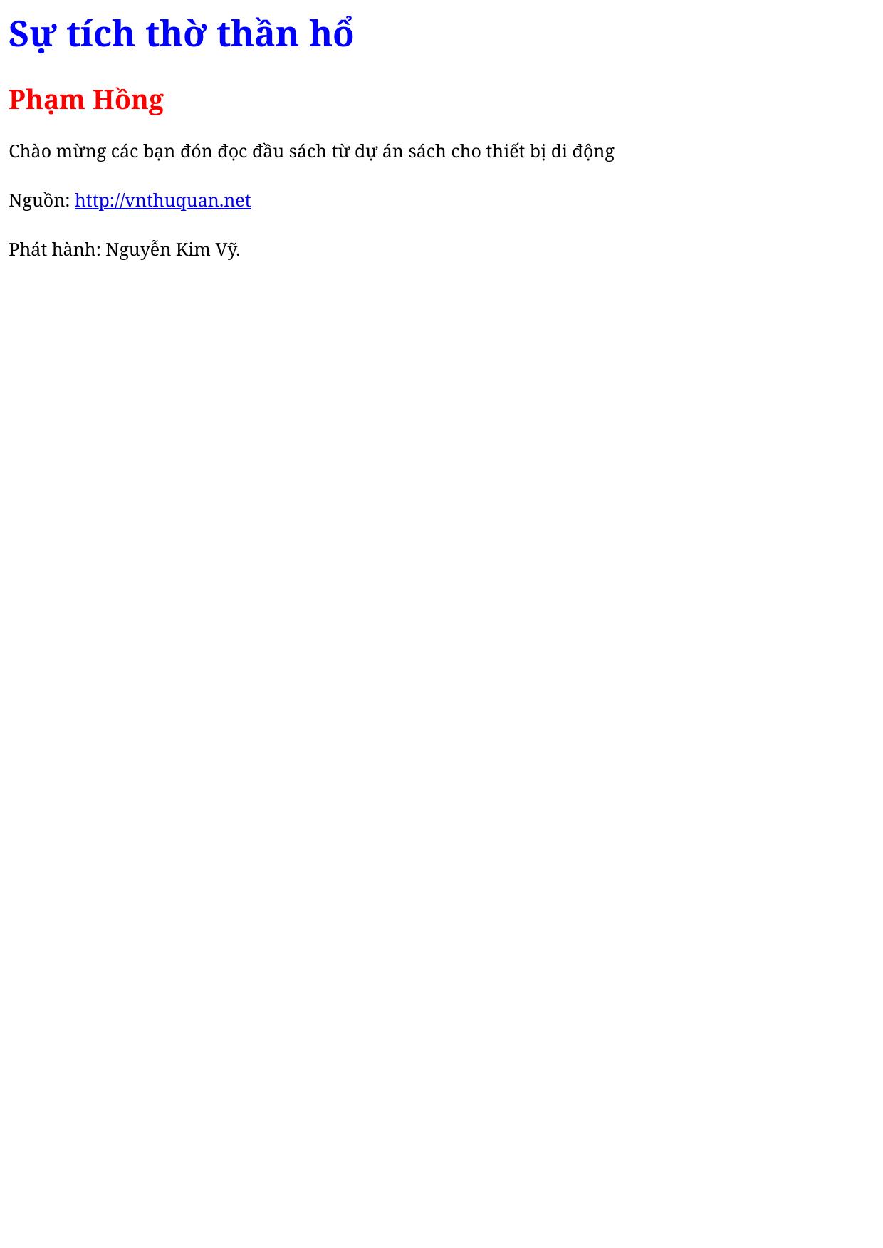 Sự tích thờ thần hổ