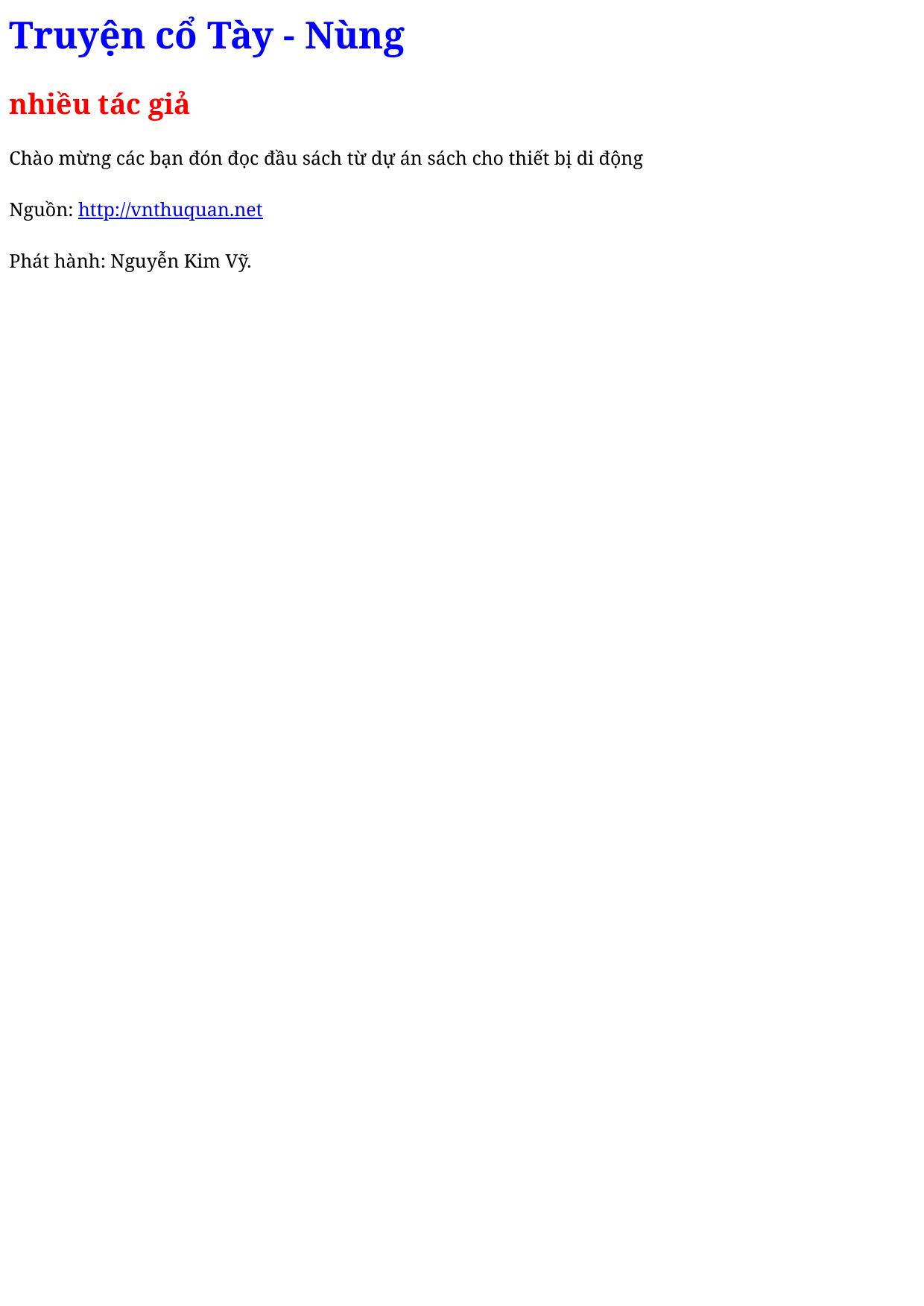 Truyện cổ Tày - Nùng