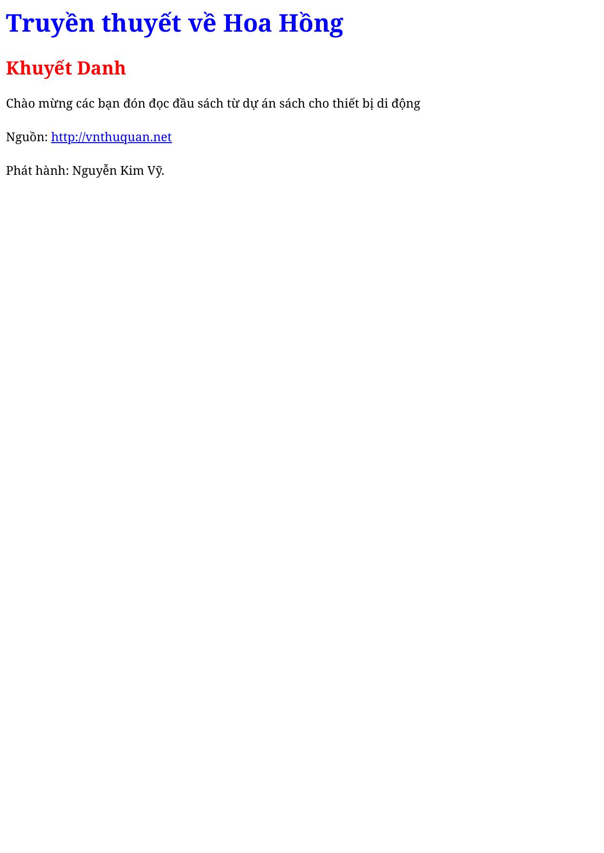 Truyền thuyết về Hoa Hồng