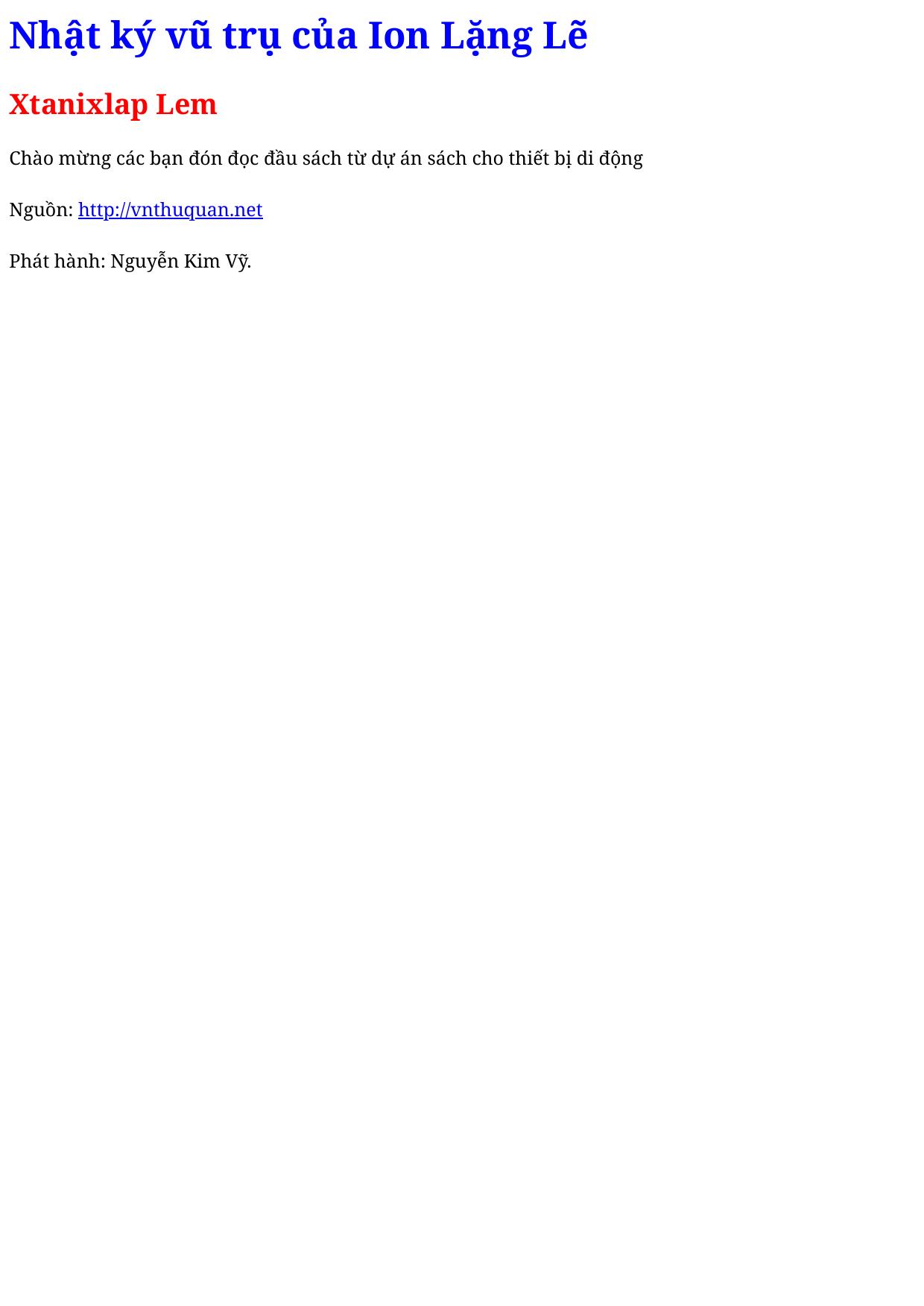 Nhật ký vũ trụ của Ion Lặng Lẽ