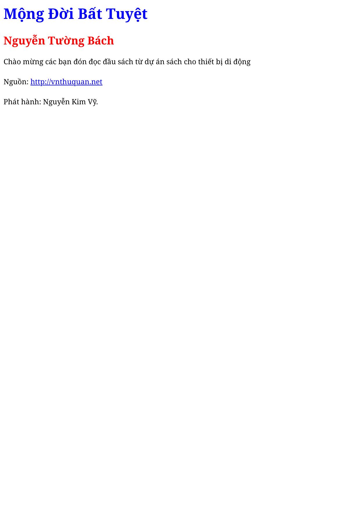 Mộng Đời Bất Tuyệt