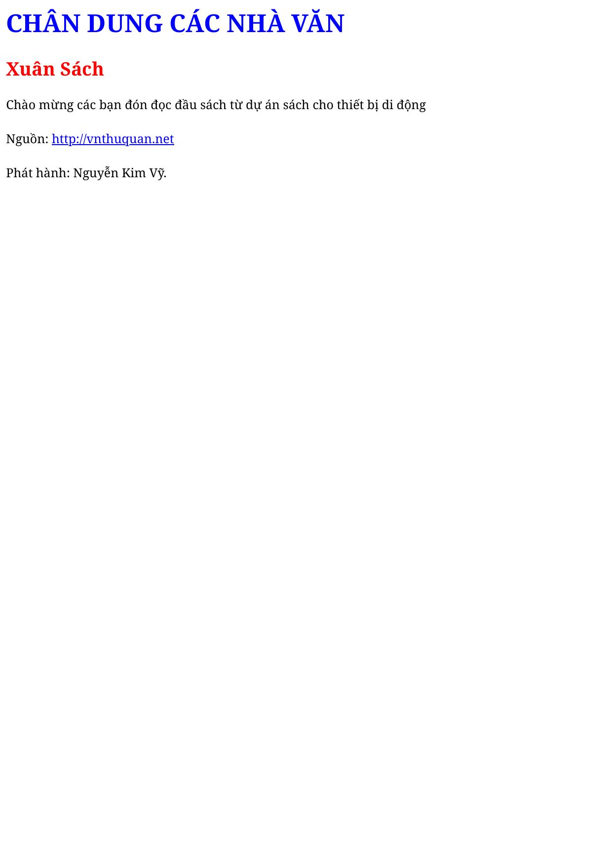 CHÂN DUNG CÁC NHÀ VĂN