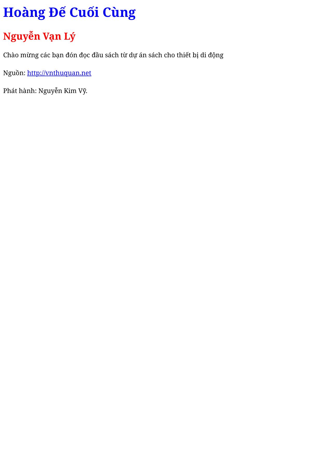 Hoàng Đế Cuối Cùng