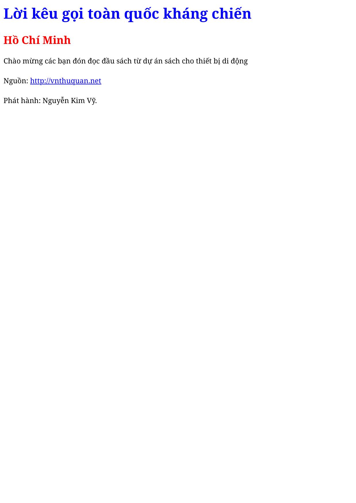 Lời kêu gọi toàn quốc kháng chiến