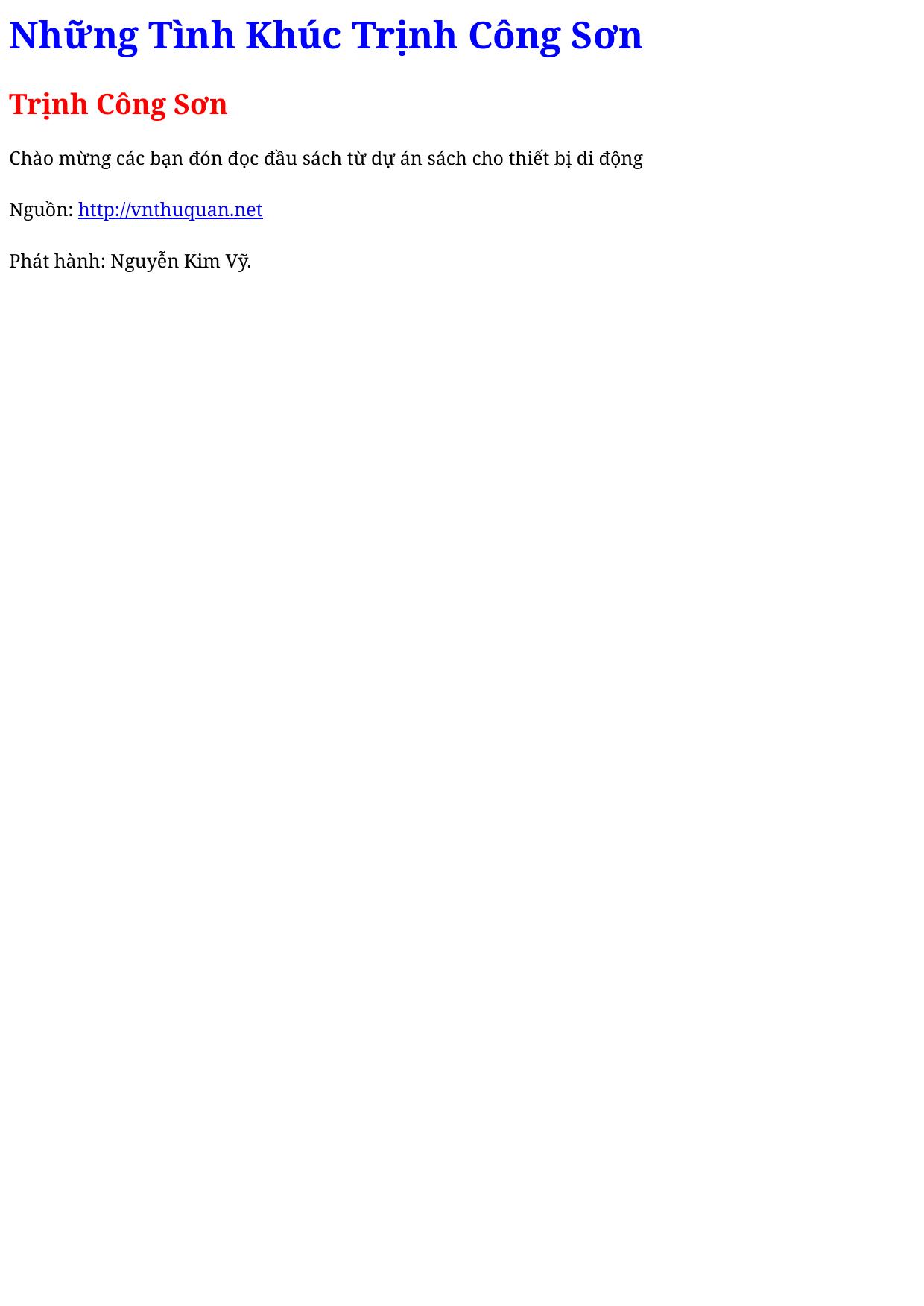 Những Tình Khúc Trịnh Công Sơn