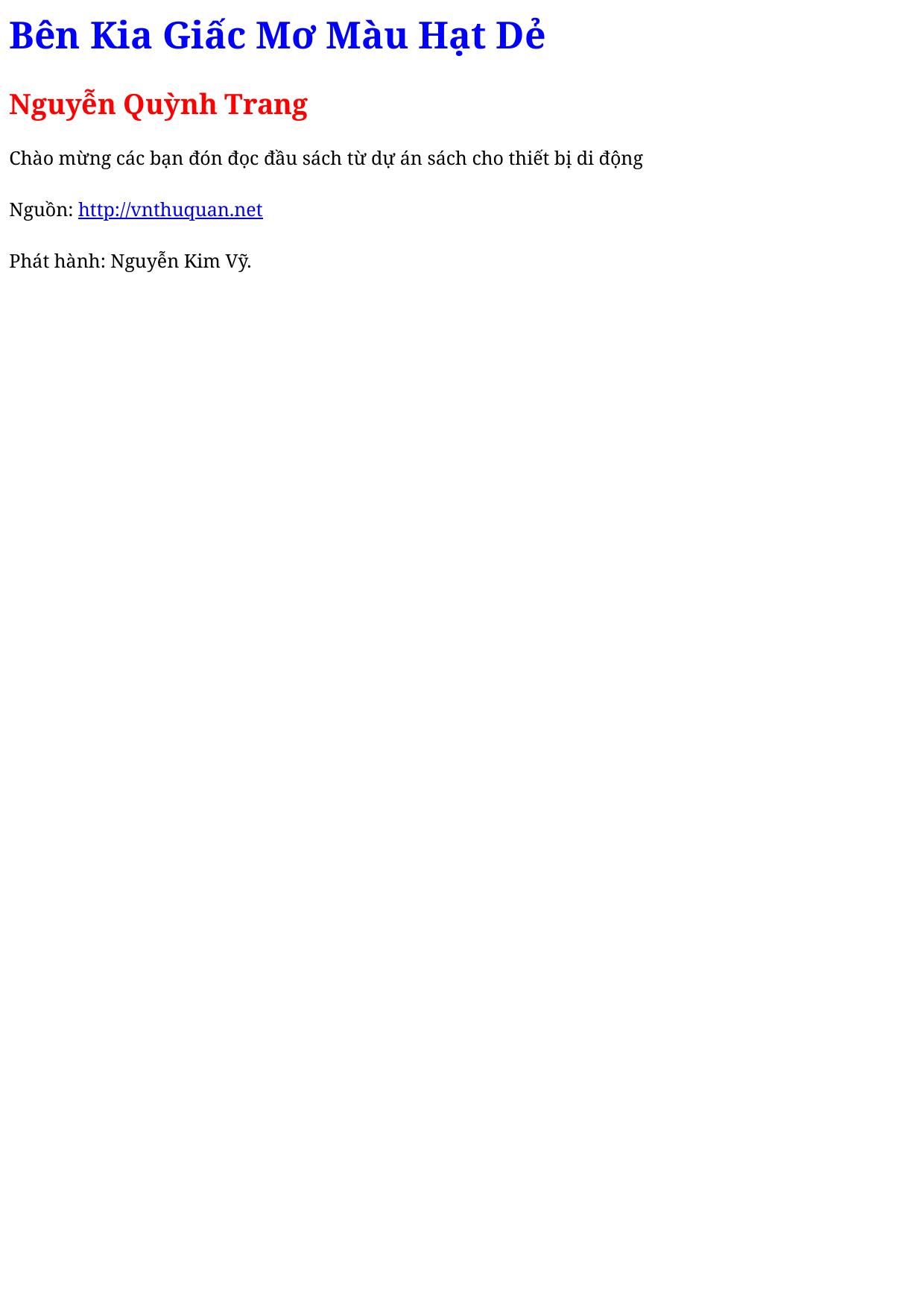 Bên Kia Giấc Mơ Màu Hạt Dẻ