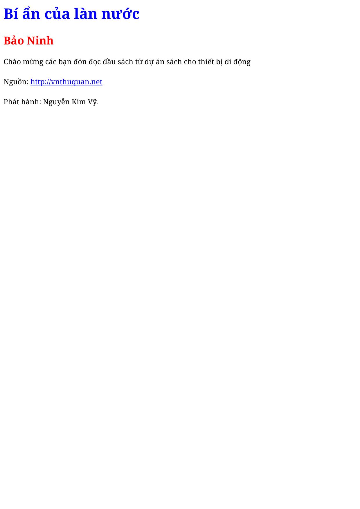 Bí ẩn của làn nước