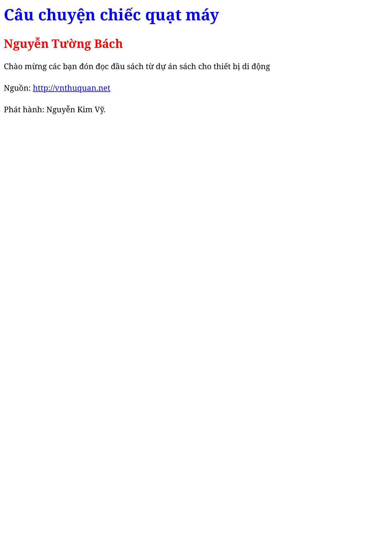 Câu chuyện chiếc quạt máy