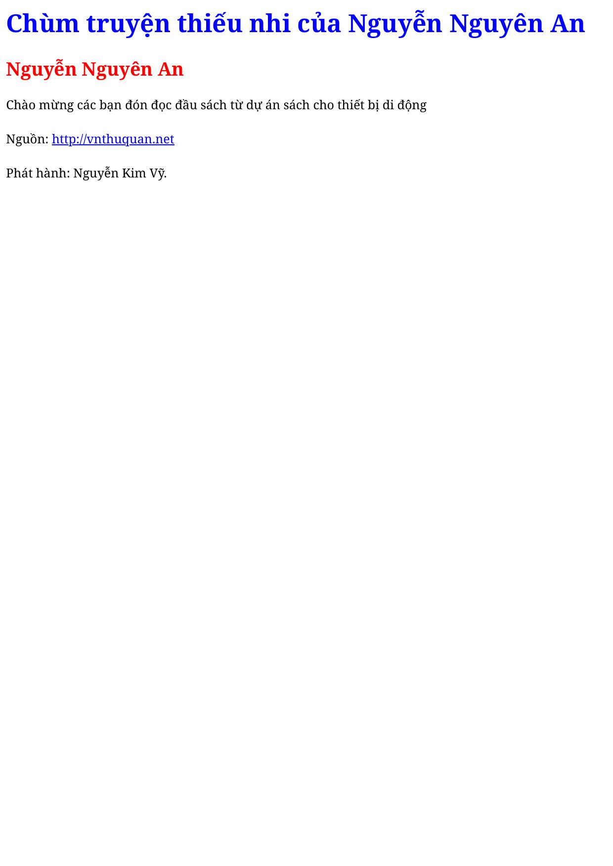 Chùm truyện thiếu nhi của Nguyễn Nguyên An