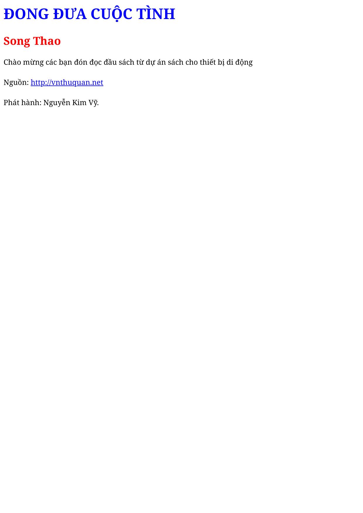 ĐONG ĐƯA CUỘC TÌNH