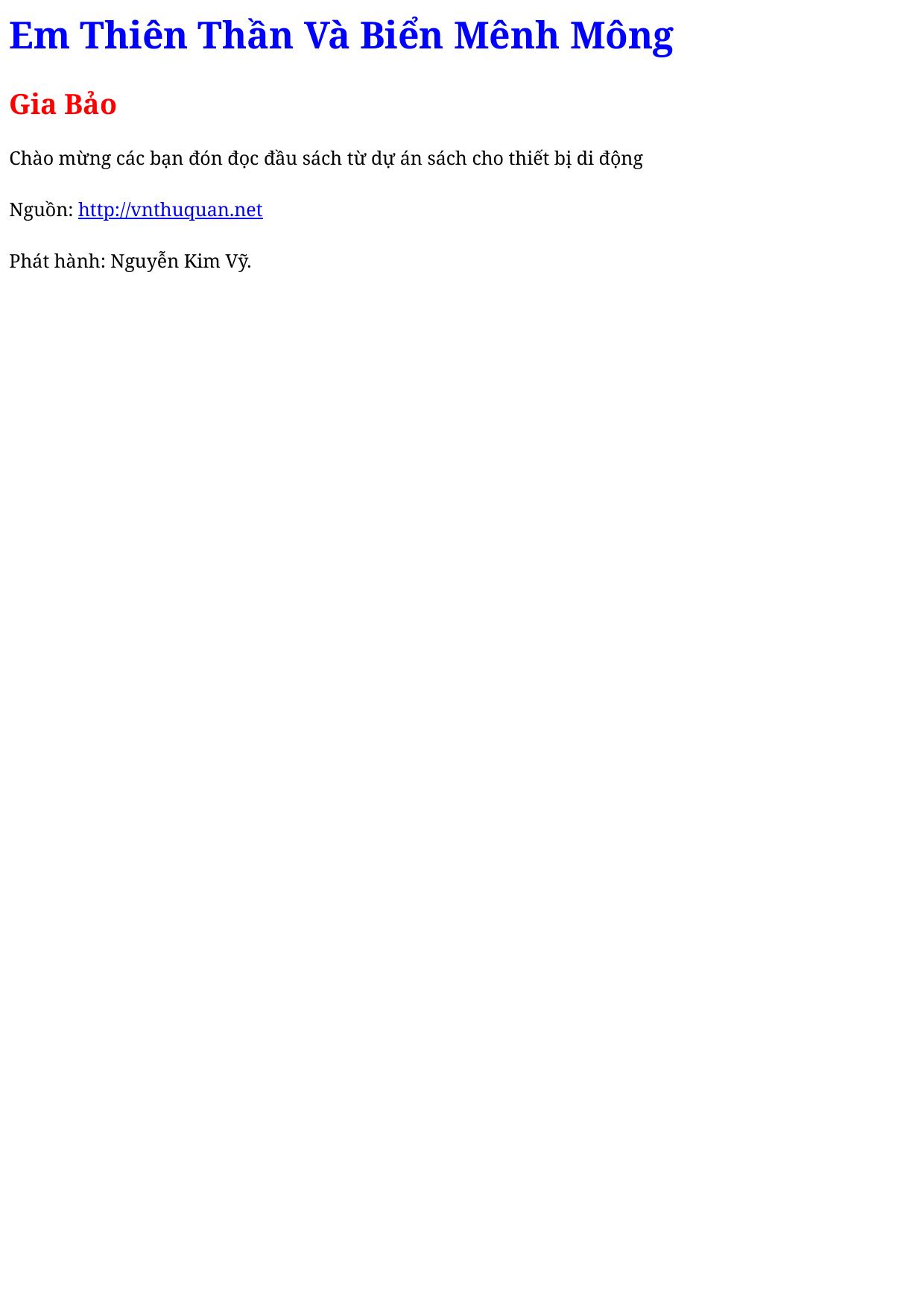 Em Thiên Thần Và Biển Mênh Mông