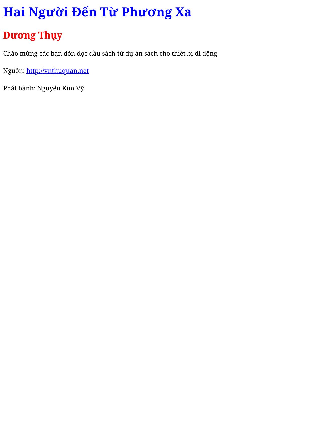 Hai Người Đến Từ Phương Xa