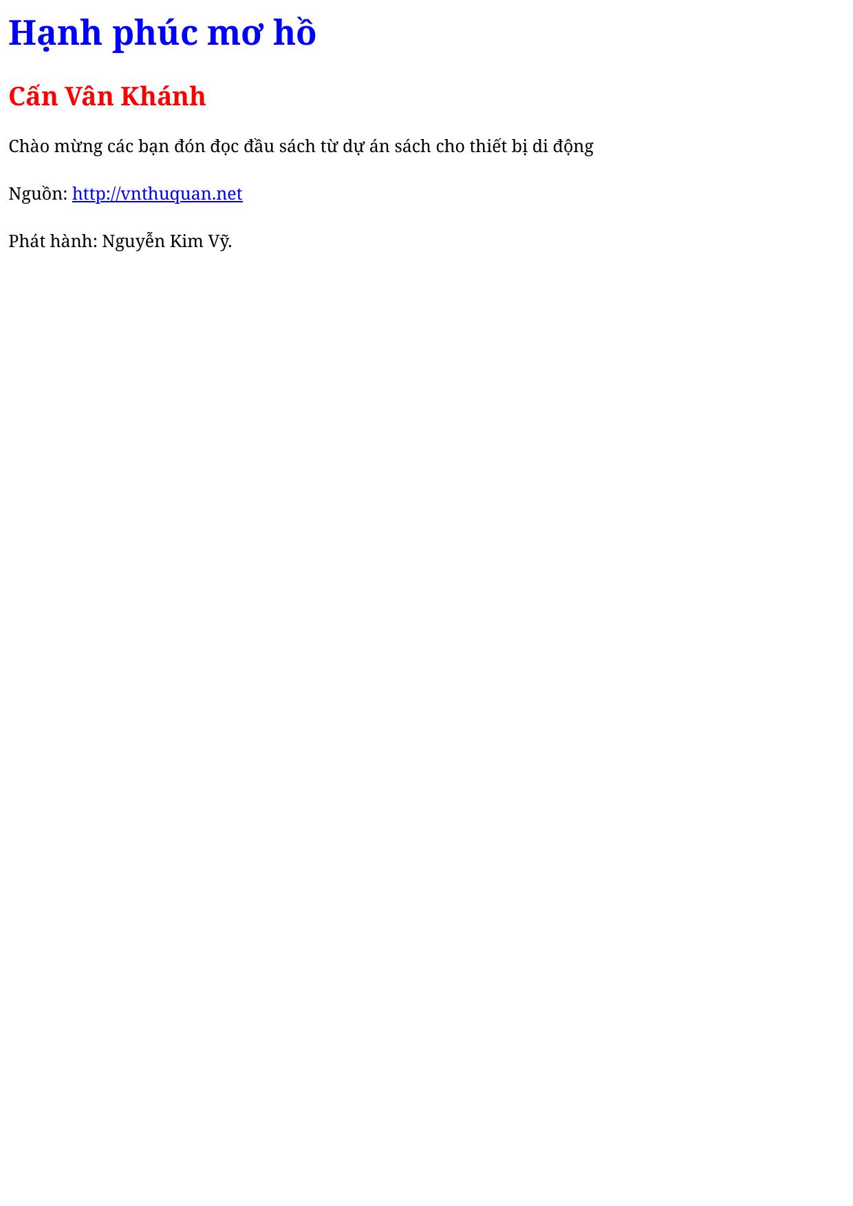 Hạnh phúc mơ hồ