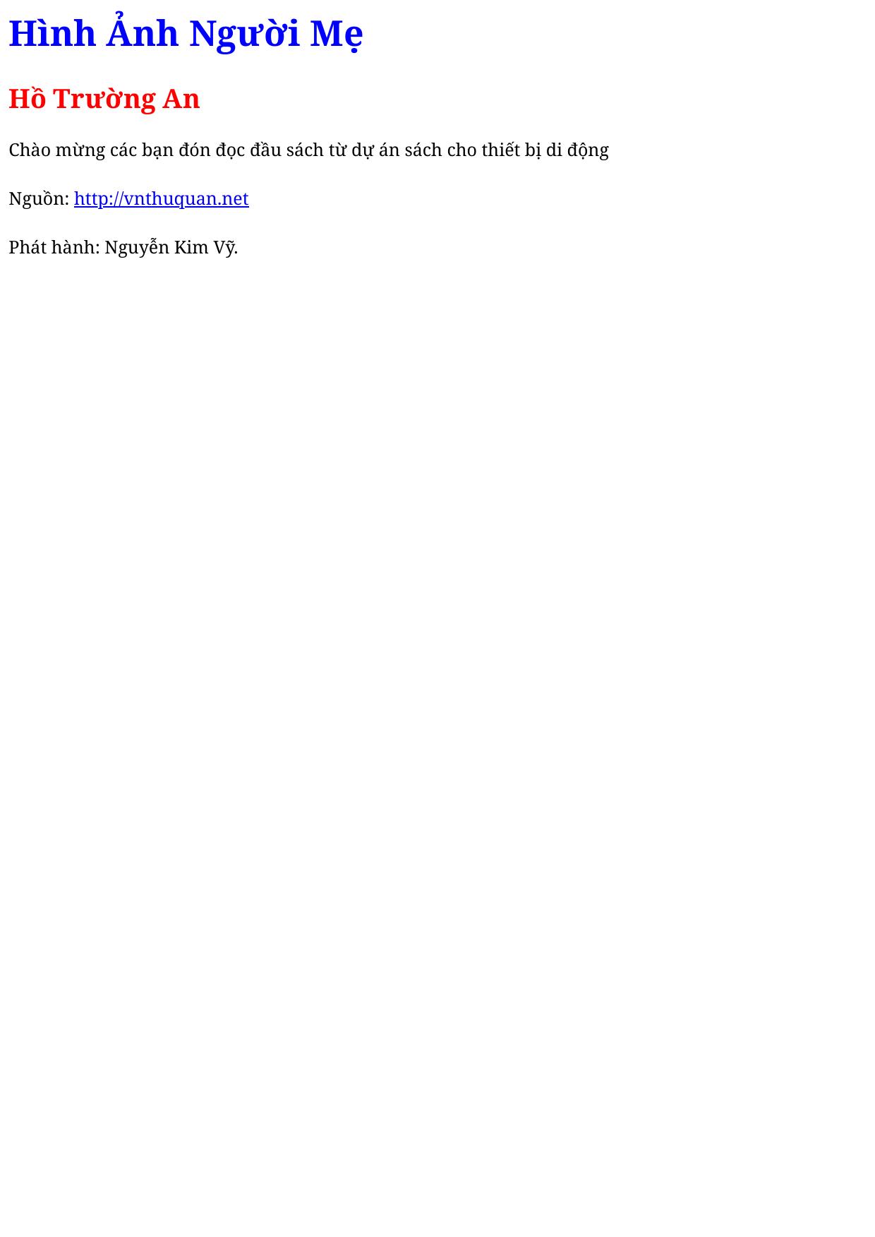 Hình Ảnh Người Mẹ