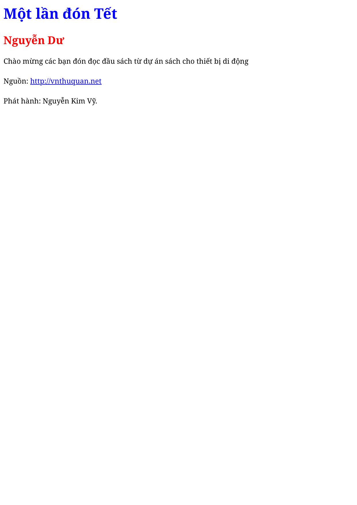 Một lần đón Tết