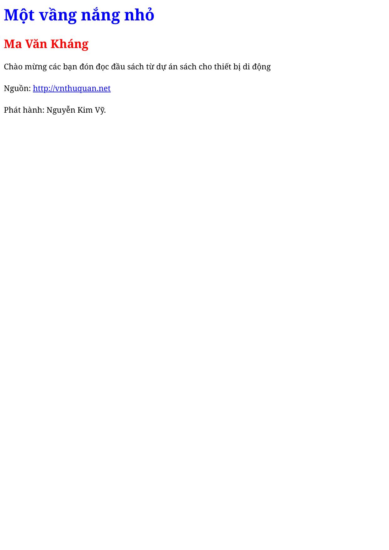 Một vầng nắng nhỏ