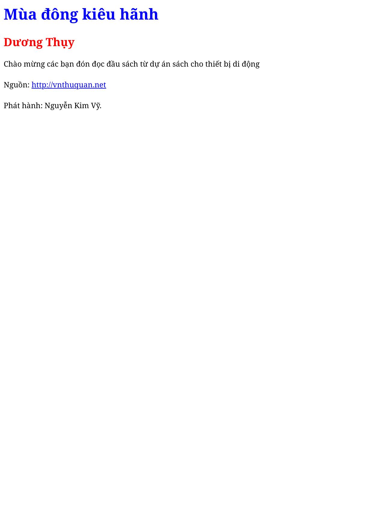 Mùa đông kiêu hãnh