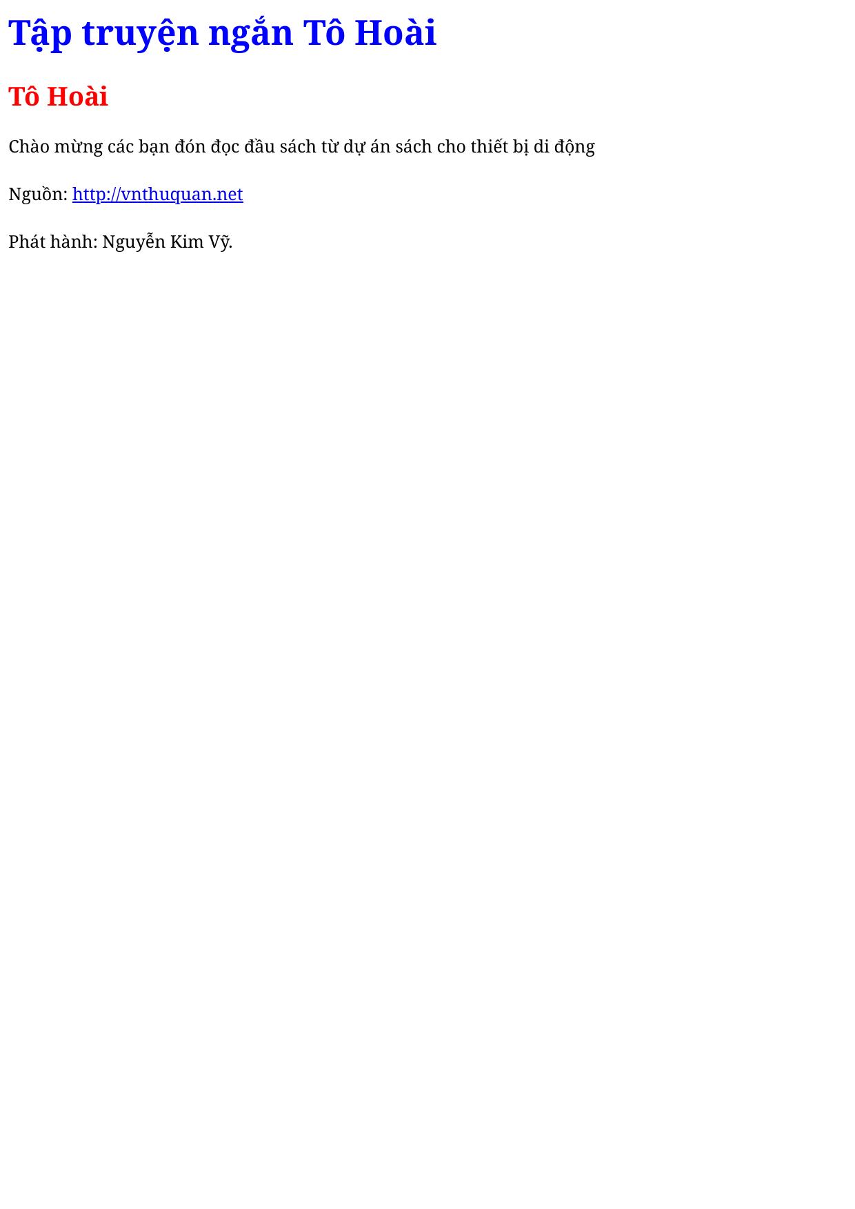 Tập truyện ngắn Tô Hoài