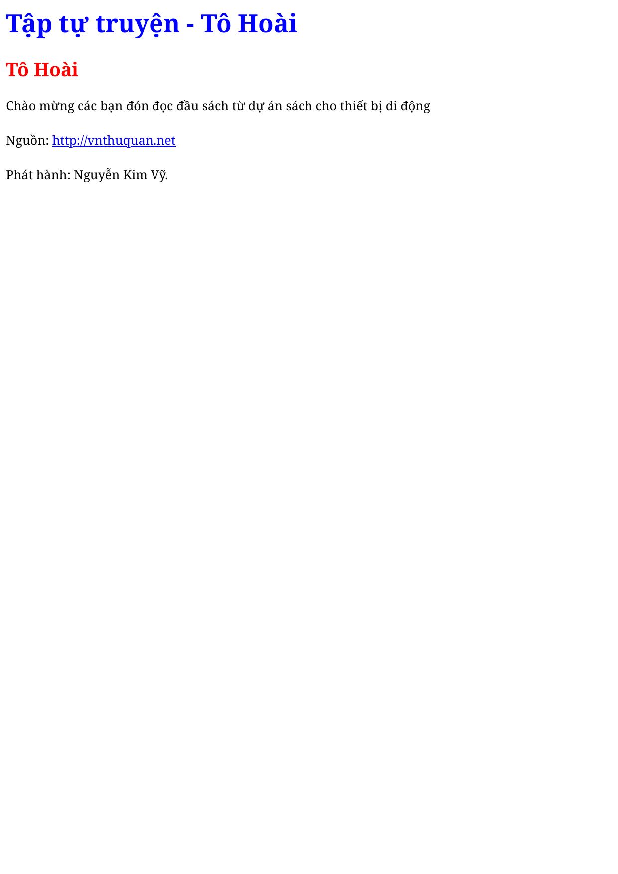 Tập tự truyện - Tô Hoài