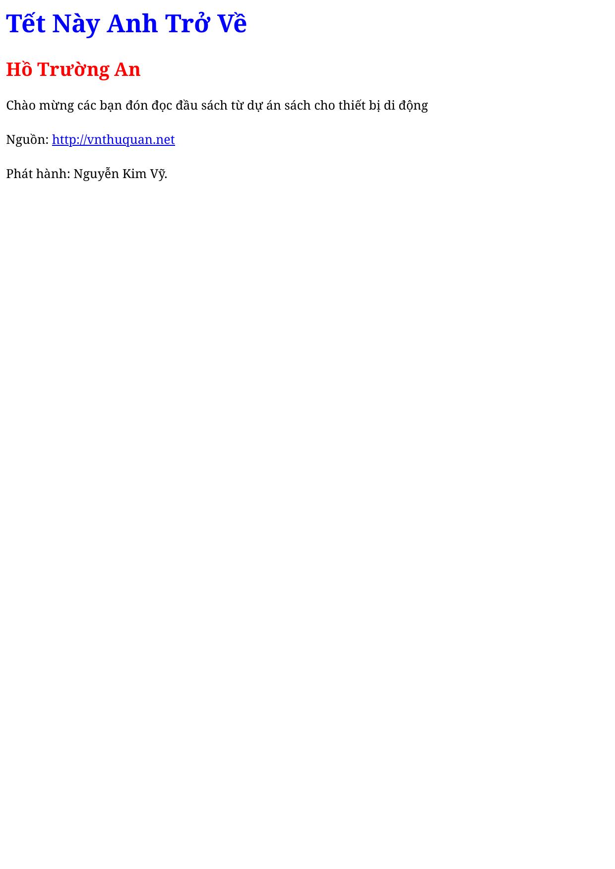 Tết Này Anh Trở Về