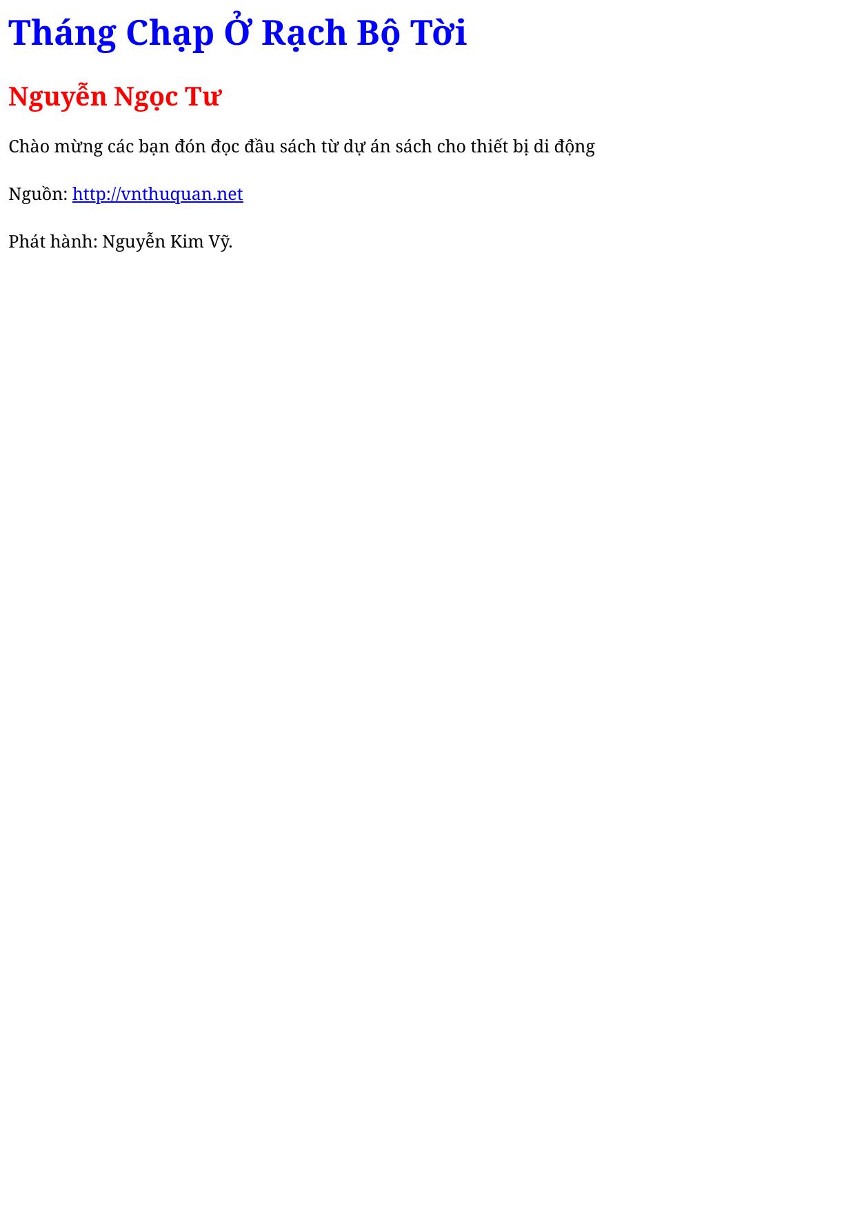 Tháng Chạp Ở Rạch Bộ Tời