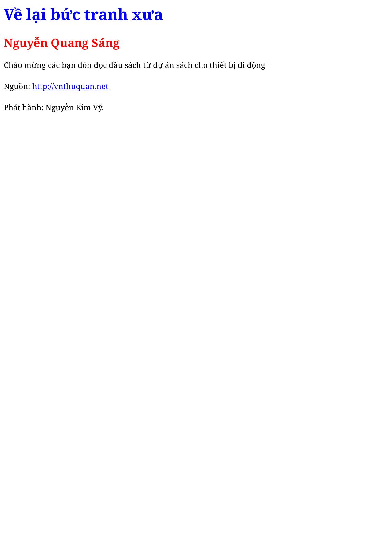 Về lại bức tranh xưa