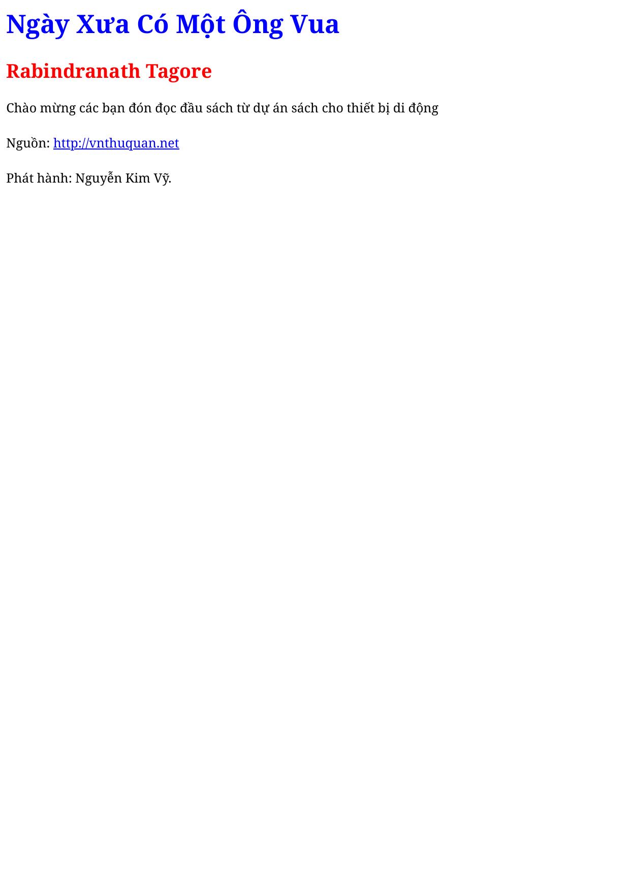 Ngày Xưa Có Một Ông Vua