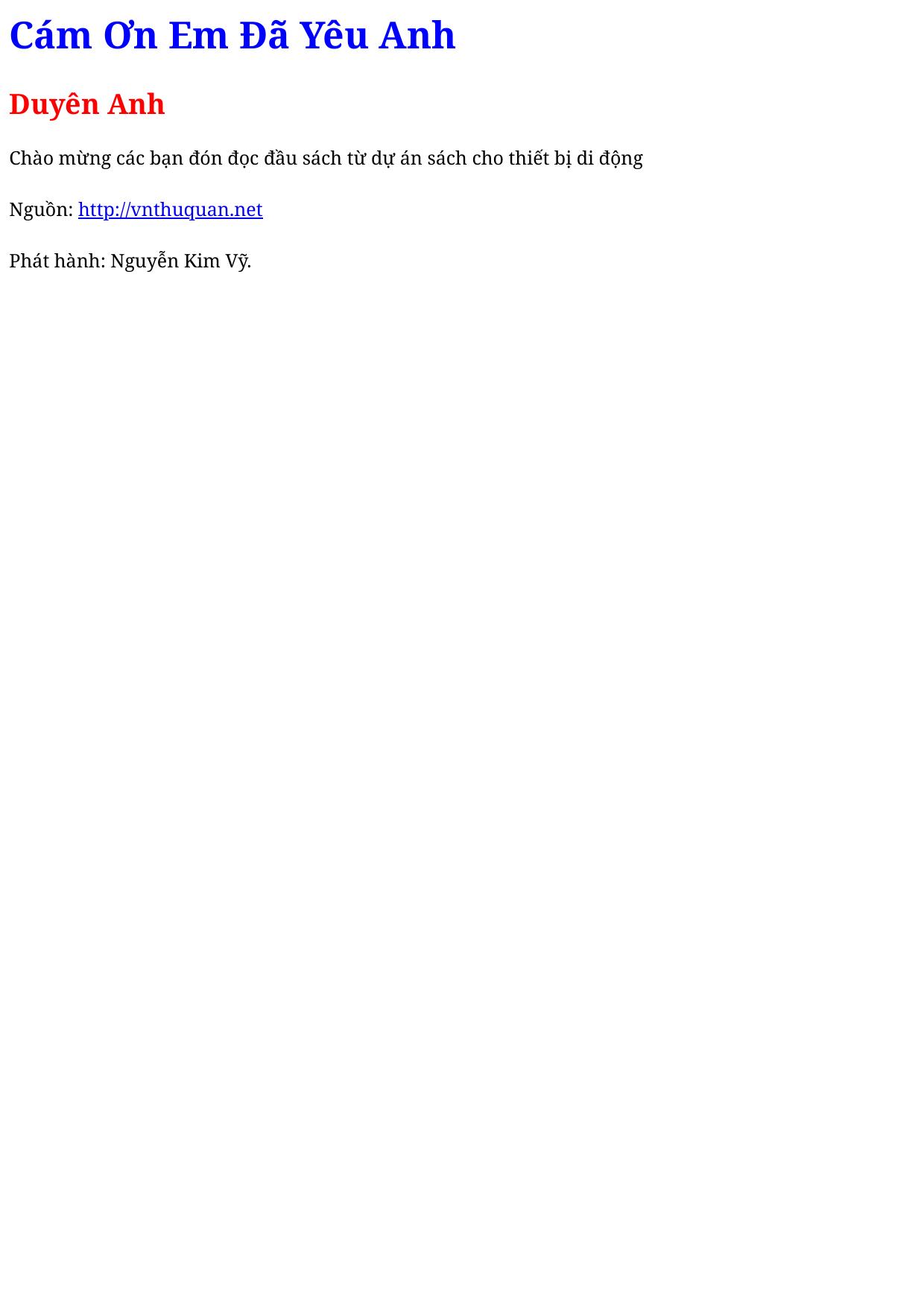 Cám Ơn Em Đã Yêu Anh